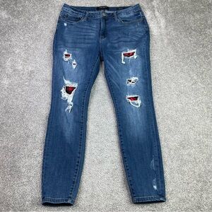 Judy Blue Jeans Women's 13/31 Blue Skinny Fit High Rise Dark Wash Ripped Stretch